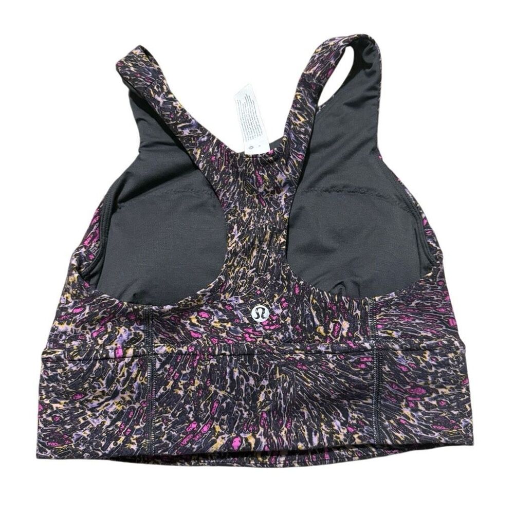 Lululemon Wunder Train Longline Bra in a multi-color topography pattern size 6